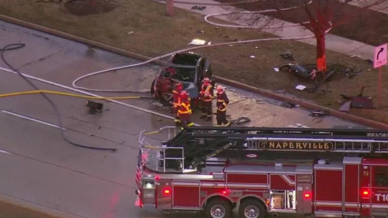 Tesla Driver Injured in Fiery Naperville Crash After Medical Emergency