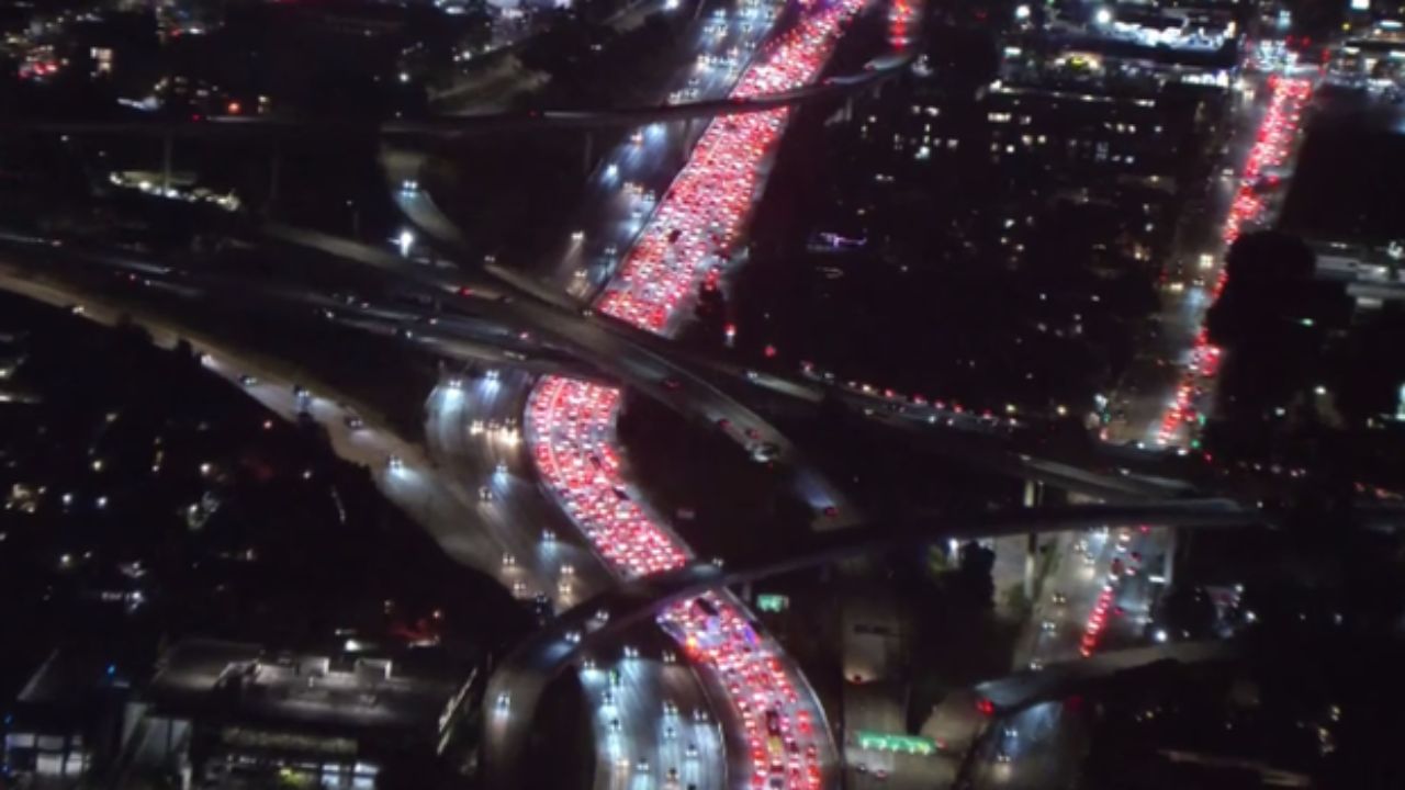 LAPD Motorcycle Officer Hospitalized in Suspected Hit-and-Run Crash on 405 Freeway in West Los Angeles