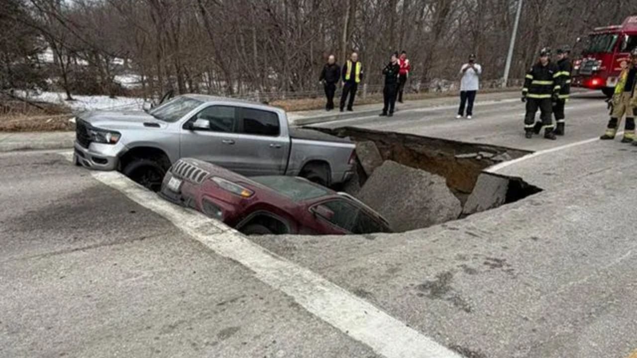 Omaha Road Collapse Creates Massive Sinkhole, Two Vehicles Plunge at 67th & Pacific