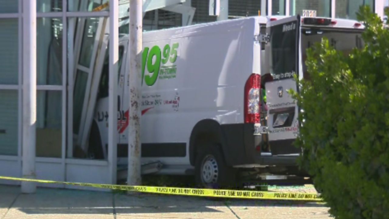 Rental Truck Slams Into Closed Retail Building in East Baltimore, Driver Hospitalized