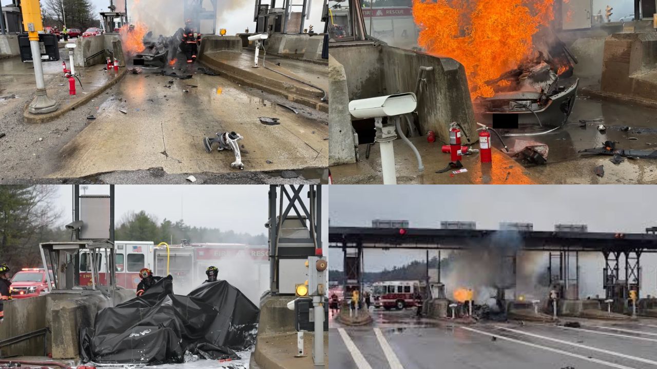 Fiery Crash at Bedford Toll Plaza Leaves Driver Critically Injured, Highway Disrupted