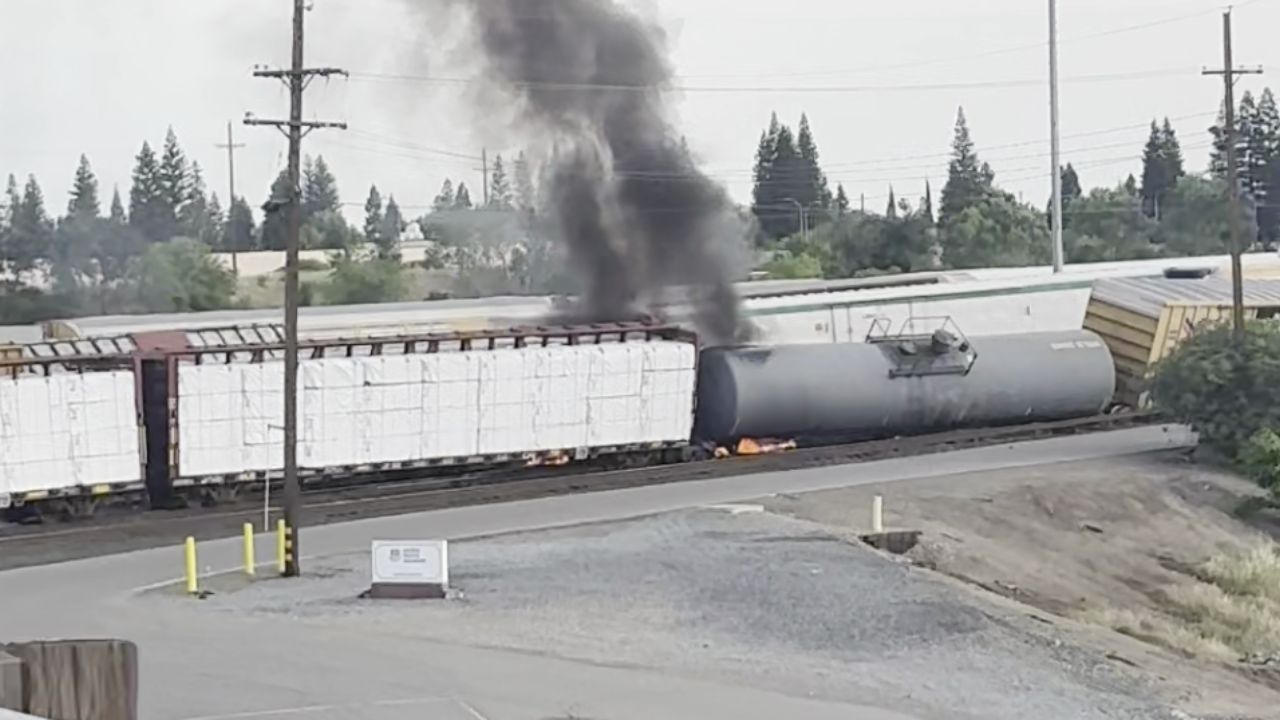 Train Derailment Shuts Down Foothills Boulevard, Sparks Fire in Rail Cars